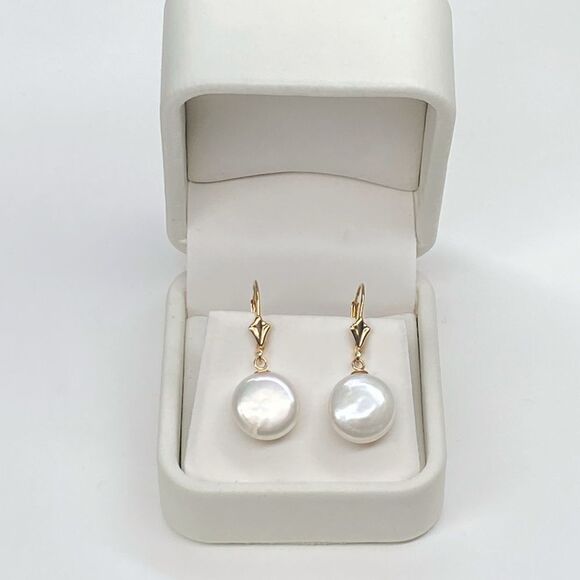 American Pearl Dangle Pearl Earrings With Coin Pearls - Picture 7 of 11